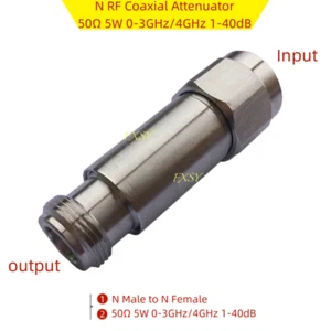 N Male/Female Coaxial Attenuator 50Ω 5W DC-3GHz 1/2/3/5/6/10/15/20/25/30/40/50dB - Picture 1 of 18
