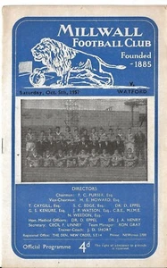 Football Programme MILLWALL v WATFORD Oct 1957 - Picture 1 of 1