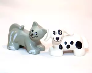 Lego Duplo Lot Of (2) Vintage Dog & Cat Puppy Kitty Figure Pieces Pet - Picture 1 of 6