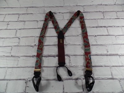 Trafalgar 男式设计师吊带丝绸提花皮革可调节纽扣 — 第 1/4 张图片