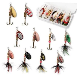 10pcs Fishing Lure Spinnerbait, Bass Trout Salmon Hard Metal Spinner Baits Kit - Picture 1 of 7