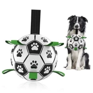  Dog Toys Soccer Ball with Straps, Interactive Dog Medium Size 2 Dark Green - Picture 1 of 7