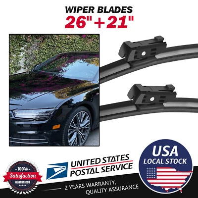 Front Windshield Wiper Blades Pair 26"+21" All Season For AUDI A6 QUATTRO 12-18 - Изображение 1 из 4