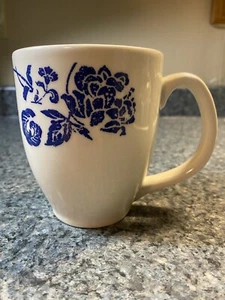 Pier 1 Batik Floral Design Blue And White Coffee Tea Mug Cup Earthenware - Picture 1 of 6