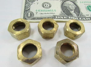 Lot 5 Unknown 1/2" NPT? Solid Brass Compression Nuts, BSP/BSPT 14 TPI .752 Minor - Picture 1 of 9