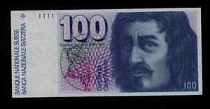 SWITZERLAND 100 FRANKEN 1989 PICK # 57j VF-XF. - Picture 1 of 2