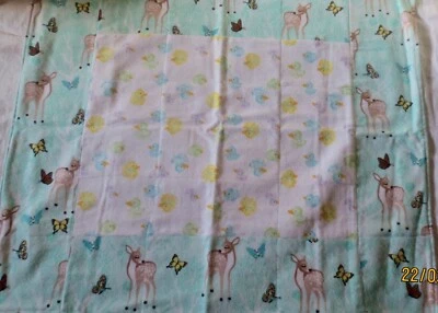 Juego de 3 piezas de franela para bebé hecha a mano (2) 18” X 21” manta y tela eructa patos ciervos Foto 1 de 4