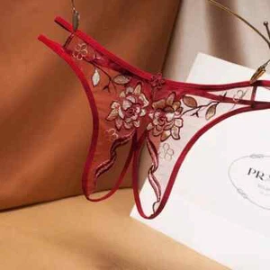 Sexy Damen Slip S-L  Wein Rot  Schritt offen Spitze Dessous Reizwäsche - Bild 1 von 6