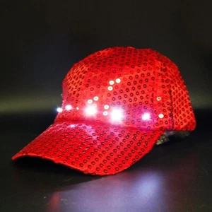 Sombreros LED iluminados lentejuelas deportes béisbol seguridad gorra nocturna raver fiesta club EE. UU. - Imagen 1 de 22