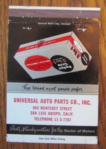 FUNDA 40 STRIKE MATCHBOOK: UNIVERSAL AUTOPARTES SAN LUIS OBISPO CA MATCHCOVER B9 - Imagen 1 de 2