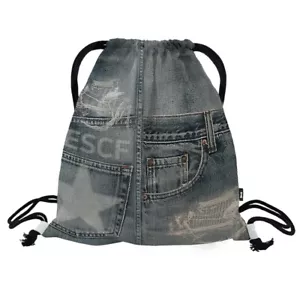 ESCAPEFROM Y2K Vintage Denim Print Drawstring Bag - Picture 1 of 3
