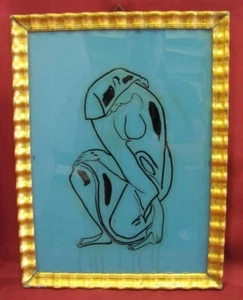 VINTAGE PAINTING ARTWORK ON GLASS - Picture 1 of 8