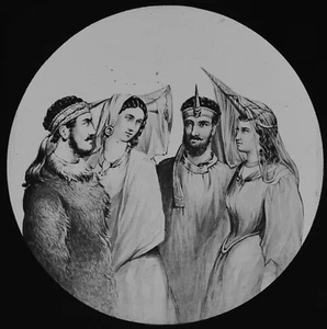 BIBLE MANNERS & CUSTOMS NO21 HORN HEADWEAR Magic Lantern Slide C1888 FASHION - Picture 1 of 5