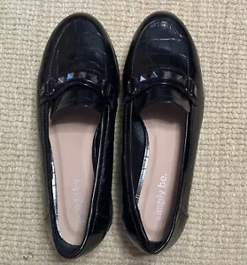Brand New Simply Be Extra Wide Studded Loafers, Size 9, Black Loafers Croc Style - Picture 1 of 18