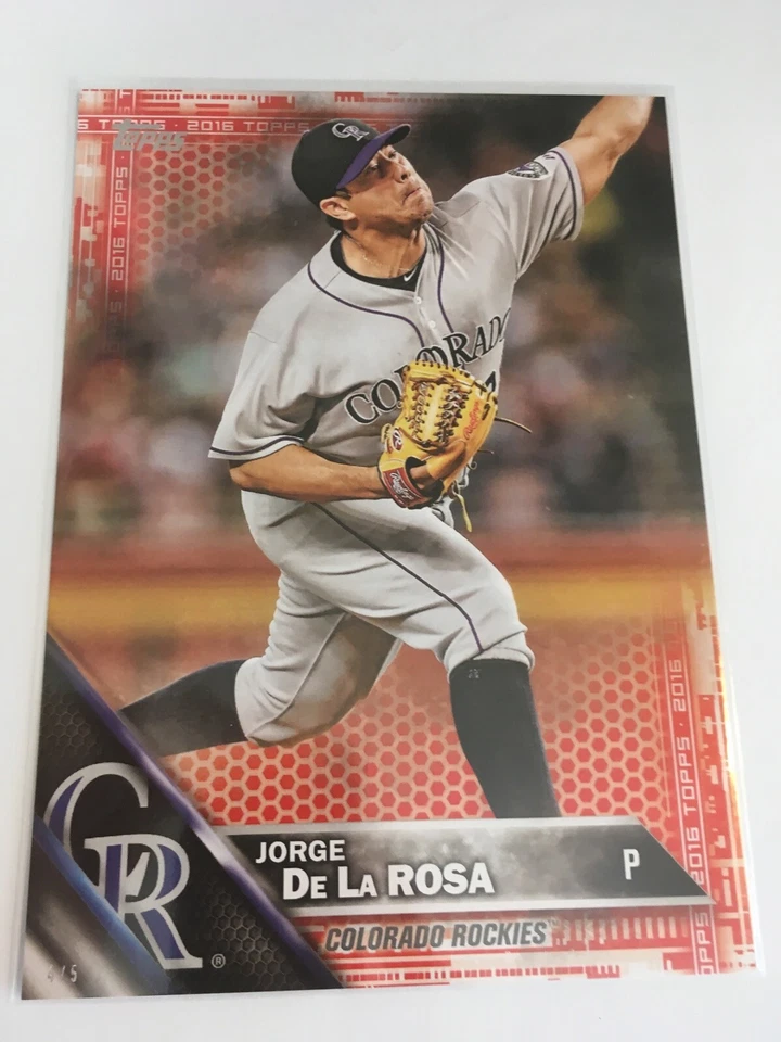 2016 Topps Jumbo 5x7 Red Parallel Jorge De La Rosa Rockies 87 #’d 4/5 Rare - Image 1 of 1