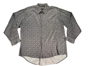 John Henry Shirt Mens Size XL Grey Plaid Long Sleeve Casual Cotton Button Up - Picture 1 of 5