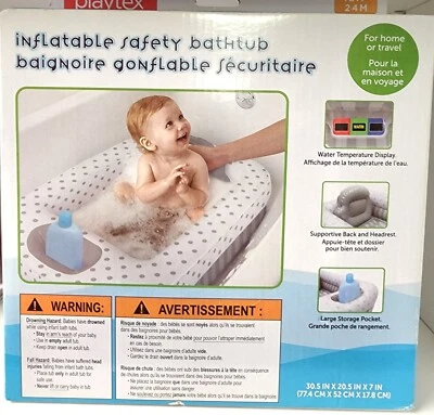 Bañera de seguridad inflable Playtex bebé bebé pantalla de temperatura 12M-24M Foto 1 de 4