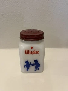 Vintage Hazel Atlas Mid Century 3/4 Milk Glass Dutch Range Shaker ALLSPICE - Picture 1 of 4
