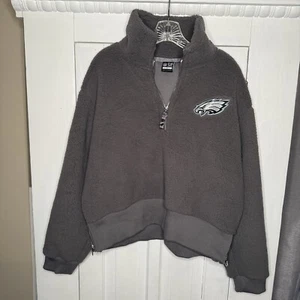 NEW! NFL Philadelphia EAGLES Women’s Size Large Gray Fleece 1/2 Zip Jacket NWT - Picture 1 of 5