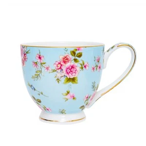 16oz Bone China Coffee Mugs For Women Mugs Flora Coffee Tea Cups Novetly Coffee - Picture 1 of 7