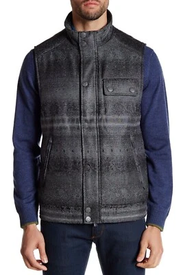 Robert Graham 163874 Men's Laconia Woven Puffer Jacket Vest Black Grey Sz. M - Image 1 of 3