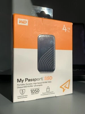 My Passport WD 4 TB SSD, Up to 1050 MB/s. Box opened never used. USB 3.2 G2 - Image 1 of 4