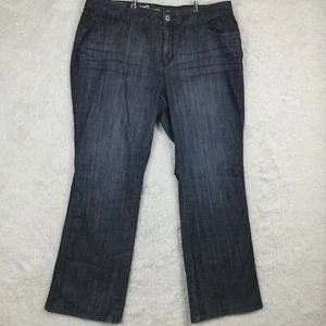 DKNY Womens Jeans Soho Flare Denim Blue Indigo Wash Boho High Rise Hippy Plus 22 - Picture 1 of 12