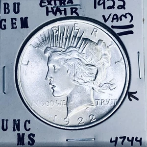 1922 P BU GEM PEACE SILVER DOLLAR UNC MS+++ U.S. MINT RARE COIN 4744 - Picture 1 of 3