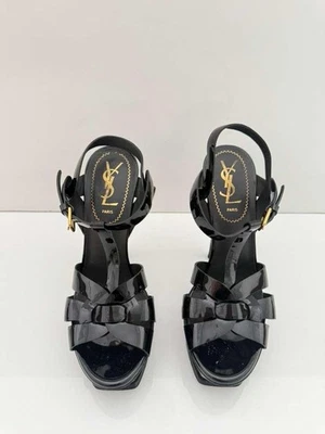 SAINT LAURENT Black Patent Leather Tribute Platform Heels 36/6 - Image 1 of 4