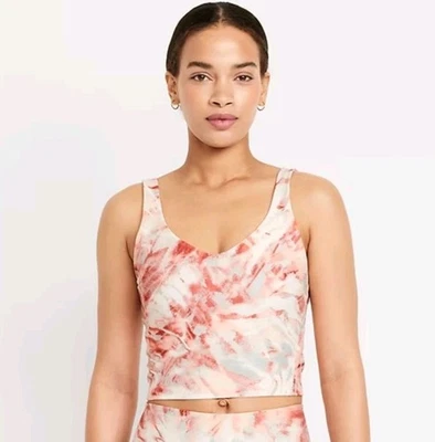 Old Navy Light Support PowerSoft Longline Sports Bra (L) Abstract Red White NWT! - Image 1 of 4