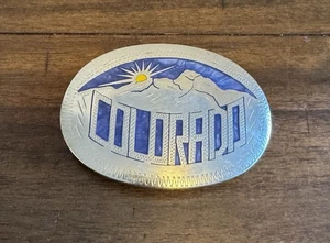 Vintage Johnson & Held Colorado Rocky Mountains Western Gürtelschnalle oval - Bild 1 von 3