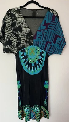 Vintage Women’s Custo Barcelona Dress XL/UK14 V Neck Stretch Jersey Short Sleeve - Image 1 of 4