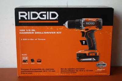 Ridgid 18V 1/2 in. Hammer Drill/Driver w/2.0 Ah Battery & Charger R860013K - Image 1 of 4