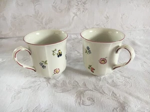 Set of 2 Villeroy & Boch Petite Fleur Mugs Tea Cups 3-1/2" Tall Luxembourg - Picture 1 of 12