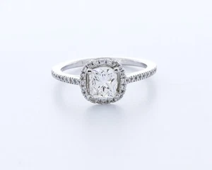 1.7CT Certified Lab-Created Diamond D/VS1 Princess Cut 14K Gold Halo Accent Ring - Picture 1 of 4