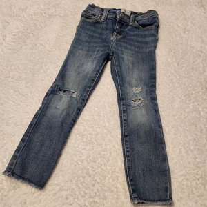 Old Navy Rockstar Jeggings Mädchen Größe 4T blaue Waschung verstellbare Taille zerrissen Jeans - Bild 1 von 4