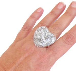 Sobral Limited Edition Metalique Ariadne Silver Heart Artist Made Ring Size 9.5 - Picture 1 of 5