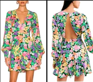 AFRM Womens merion mini Bright Floral Print Cut-Out Party Mini Dress XL Large - Picture 1 of 10