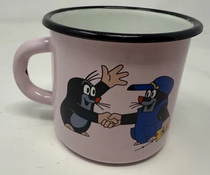 Krtek der kleine Maulwurf Emaille Blech Becher Tasse rosa Marex Trade Czech Coffee - Bild 1 von 7
