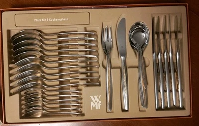 WMF Modell Capri Golddekor 36 Teile Cromargan Tafelbesteck 6 Pers. 1AZustand  - Bild 1 von 3