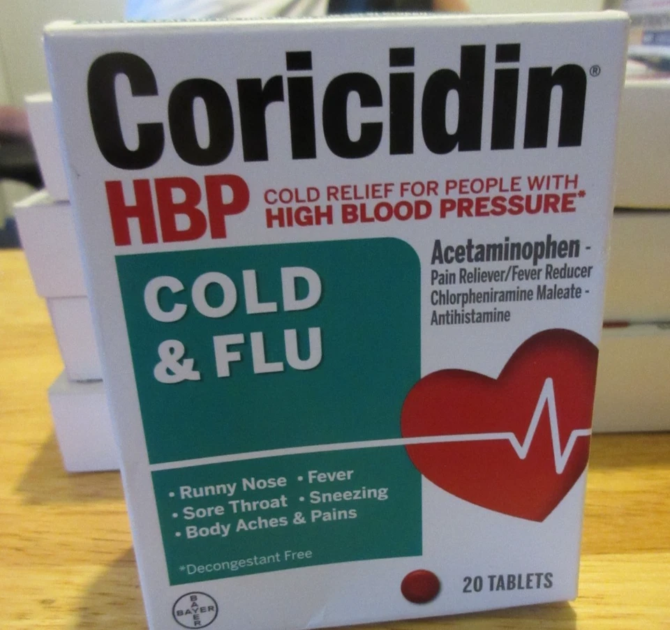 Coricidin HBP Cold & Flu Relief Tablets, High Blood Pressure, 20 Ct 3/31/2026 - Image 1 of 1