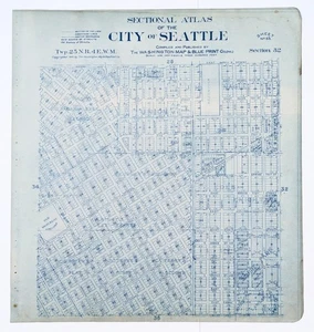 1900 SEATTLE Karte FIRST HILL - SQUIRE PARK - DOWNTOWN (24x22) ORIGINAL - Bild 1 von 7