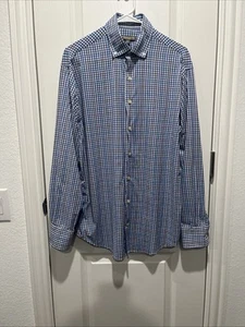 Peter Millar Sommer Komfort Herren mittelblau kariert Anzughemd Knopfleiste - Bild 1 von 10