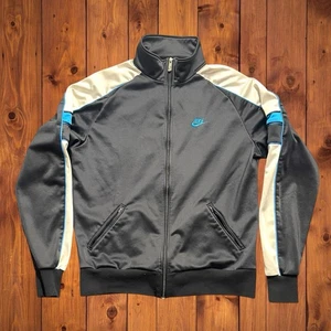 Chaqueta de Pista Hip Hop Vintage NIKE Para Hombres XL Etiqueta Azul Años 90 Negra Azul Hecha en EE. UU. - Imagen 1 de 7