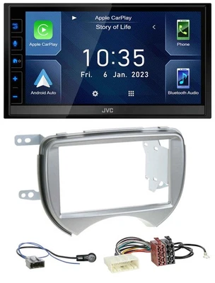 JVC DAB Bluetooth MP3 USB 2DIN Autoradio für Nissan Micra 2010-2013 silber - Bild 1 von 4