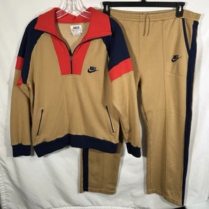 VTG 70s/80s Nike Men’s Large Track Suit 1/2 Zip Pullover Sweatshirt With Pants - Picture 1 of 18