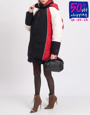 RRP€365 NIKE AIR JORDAN Down Puffer Jacket Size M Black Oversized Removable Hood - Image 1 of 4