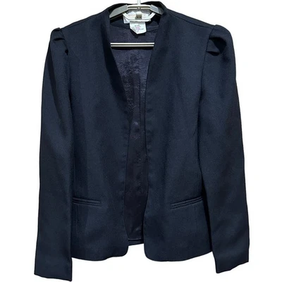 Donnkenny Blazer Jacket Women Size 11 / 12 Black Open Front Minimalist Office - Image 1 of 4