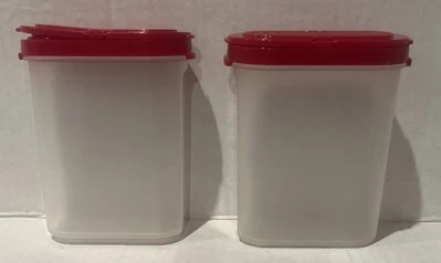 Tupperware Modular Mates 2x Red Shaker Lids 1846D-1 Shakers 4 1/2" New - Image 1 of 4