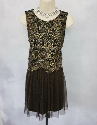 Mother Of The Bride Dress UK 10 Gold Lace Party Evening Special Occasion - Image 1 of 4